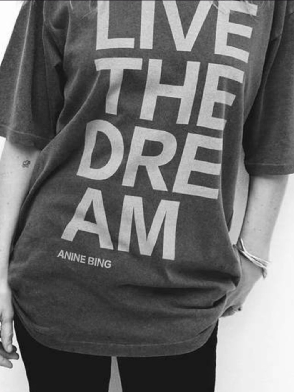 ANINE BING | Live the Dream Cason Tee Washed Black | S